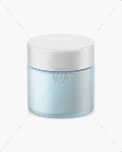 Blue Frosted Glass Cosmetic Jar Mockup