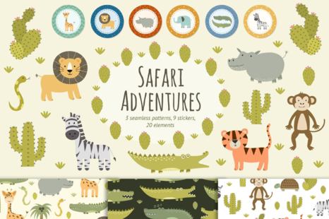 Safari adventures: patterns & stickers - Africa