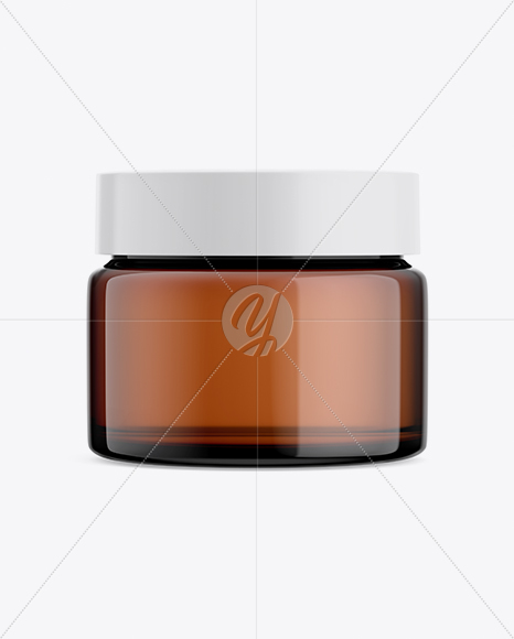 Amber Glass Cosmetic Jar Mockup - Front View