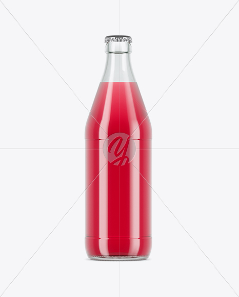 Clear Glass Bottle With Pink Drink Mockup