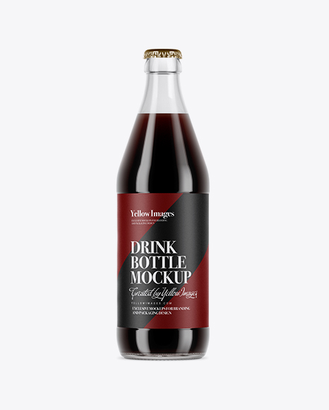 Clear Glass Bottle With Dark Drink Mockup - Dark+drink+bottle
