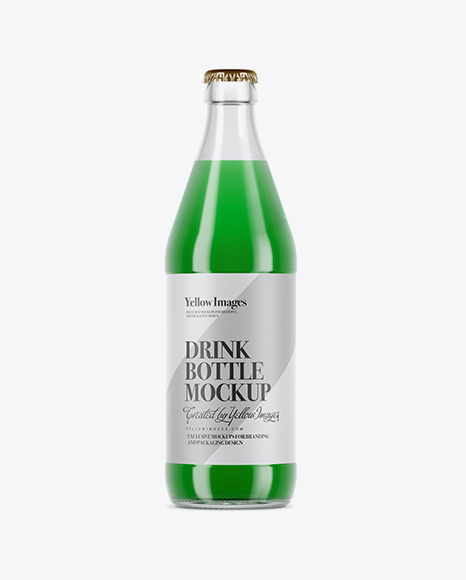 Clear Glass Bottle With Green Drink Mockup - Clear+Glass+Green+Drink+Bottle+Mockup+In+Bottle+Mockups+On+Yellow