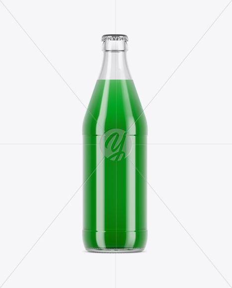 Clear Glass Bottle With Green Drink Mockup