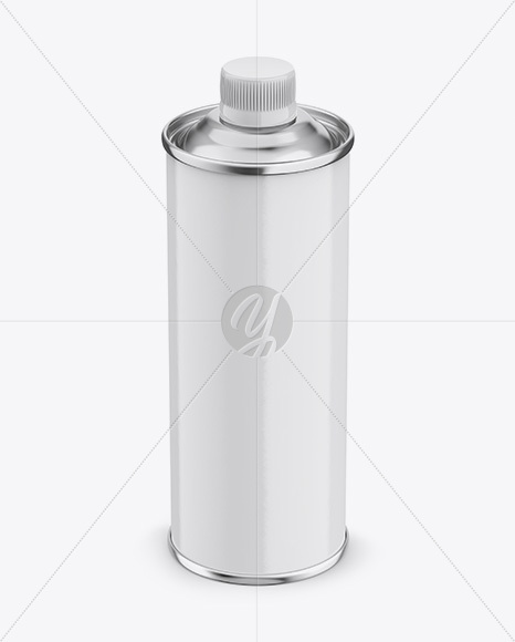 Tin Can with Glossy Label Mockup - Front View (High Angle Shot)