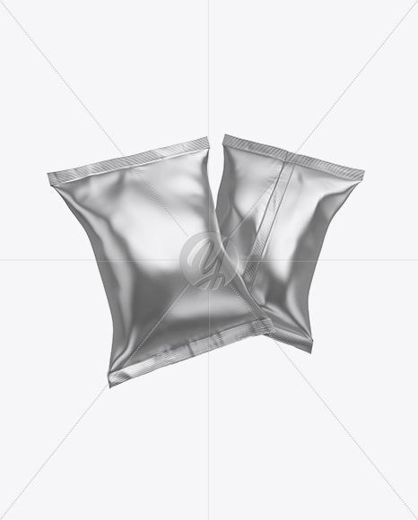 Two Metallic Snack Packages Mockup Two Metallic Snack Packages Mockup