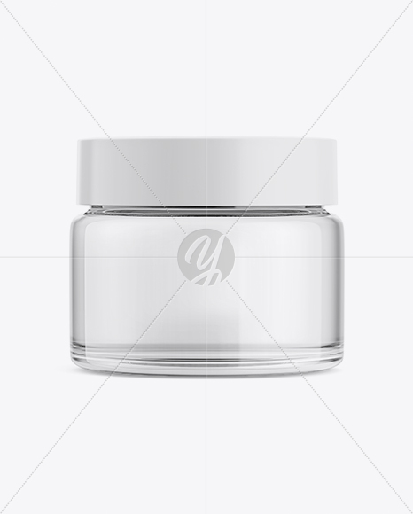 Clear Glass Cosmetic Jar Mockup - Front View