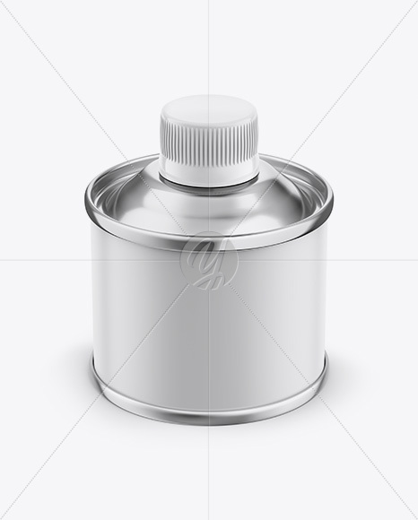 Tin Can with Matte Label Mockup - Front View (High Angle Shot)