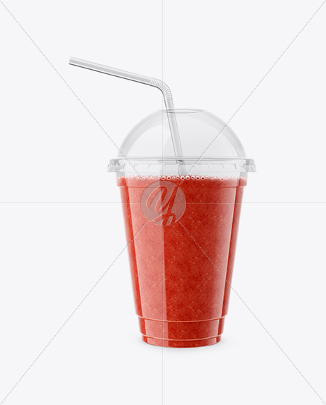 Watermelon Smoothie Cup with Straw Mockup