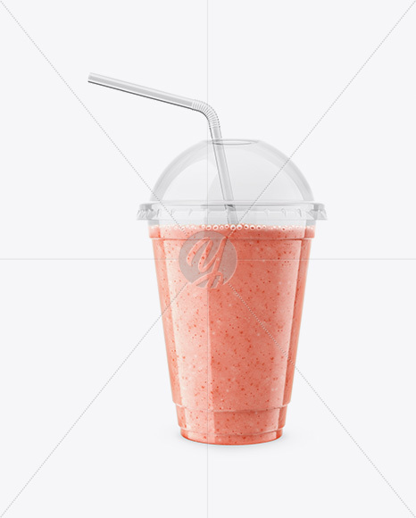 Raspberry, Strawberry & Apple Smoothie Cup with Straw Mockup