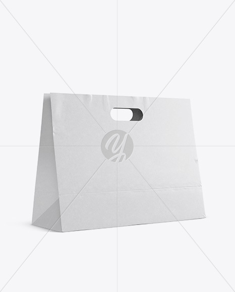 Paper Shopping Bag Mockup - Halfside View (Eye-Level Shot)