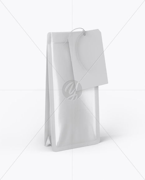 Glossy Coffee Bag With Label Mockup - Half Side View