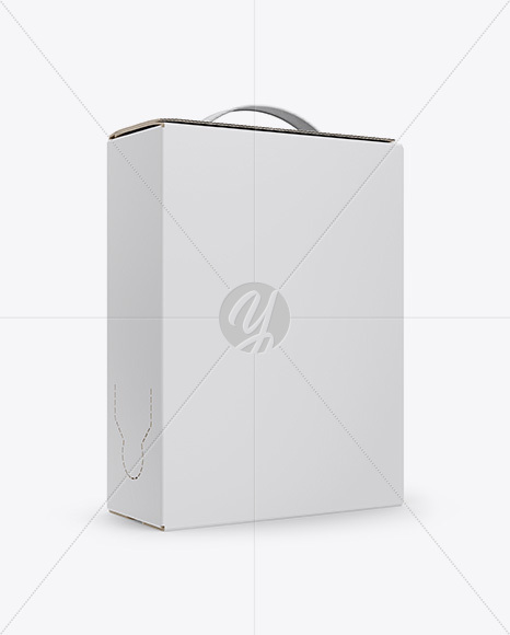 Carton Box with Handle Mockup - Half Side View