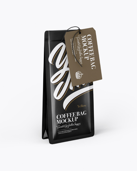 Matte Coffee Bag With Label Mockup - Half Side View