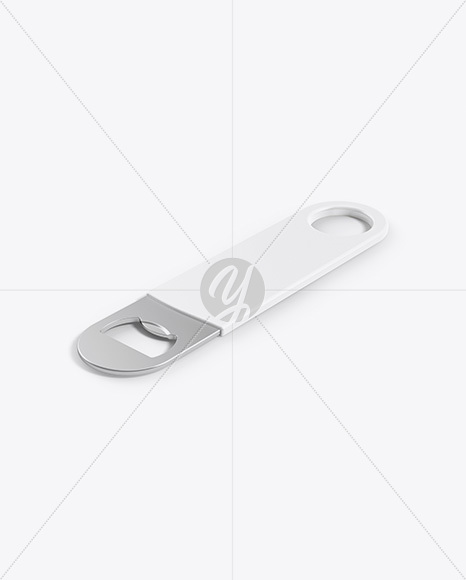 Metallic Bottle Opener W/ Grip Mcokup - Half Side View