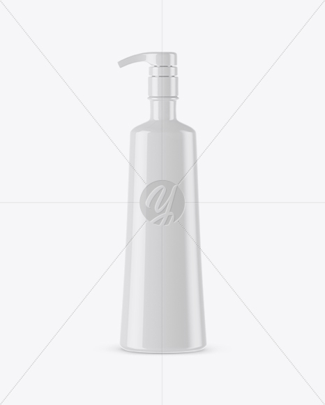 Glossy Bottle With Pump Mockup