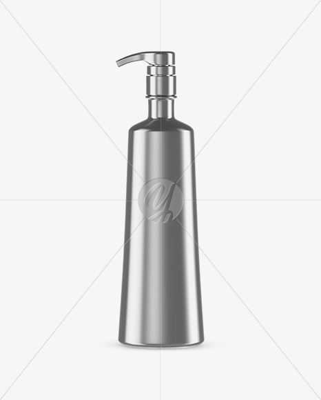 Metallic Bottle With Pump Mockup