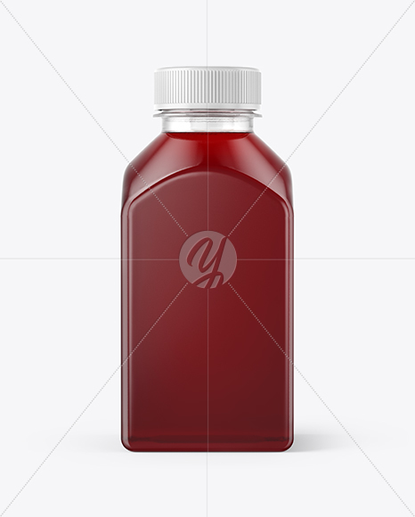 Square Cherry Juice Bottle Mockup