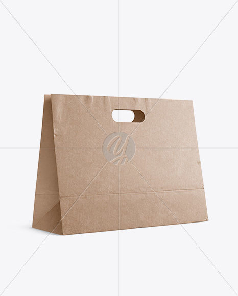 Kraft Paper Shopping Bag Mockup - Halfside View (Eye-Level Shot)