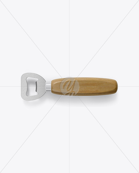 Bottle Opener W/ Wooden Grip Mockup - Top View Bottle Opener W/ Wooden Grip Mockup - Top View