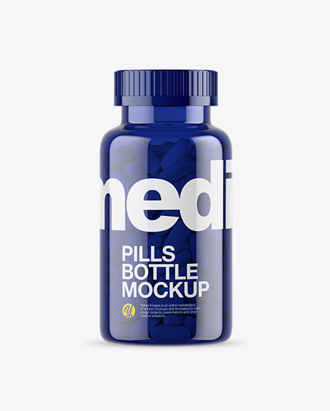 Blue Pills Bottle Mockup