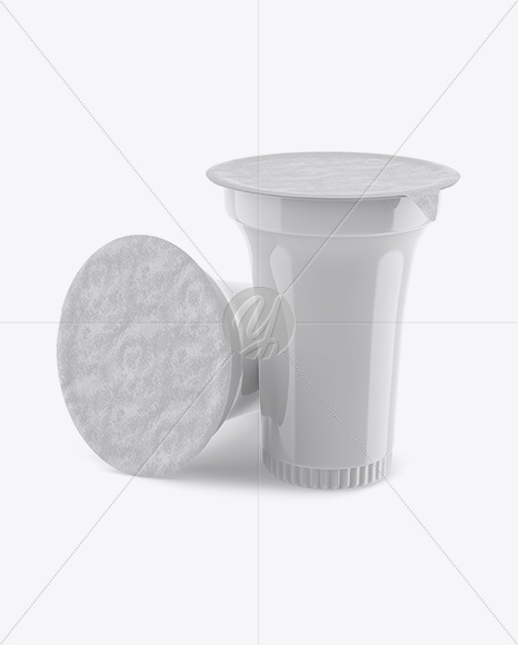 Two Glossy Sour Cream Cup Mockup - Free Download Images High Quality