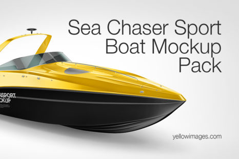 Sea Chaser Sport Boat Mockup Pack - Sea views