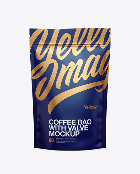 Matte Coffee Bag W Valve Mockup - Front View - Bag with valve