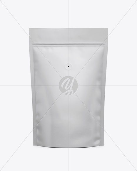 Matte Coffee Bag W/ Valve Mockup - Front View