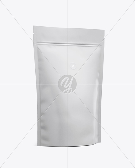 Matte Coffee Bag W/ Valve Mockup - Half Side View