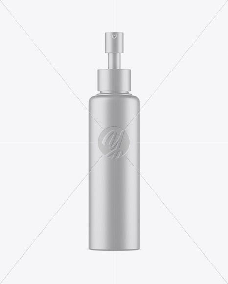 Matte Metallic Cosmetic Bottle With Pump Mockup - Front View