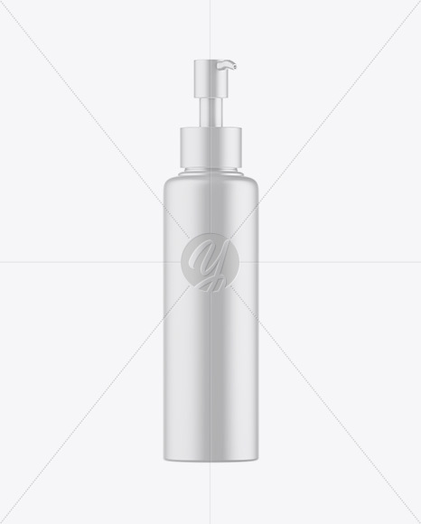 Matte Cosmetic Bottle With Pump Mockup - Half-Side View