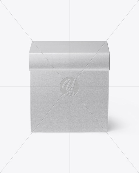 Glossy Kraft Square Box Mockup - Front View (High-Angle Shot)