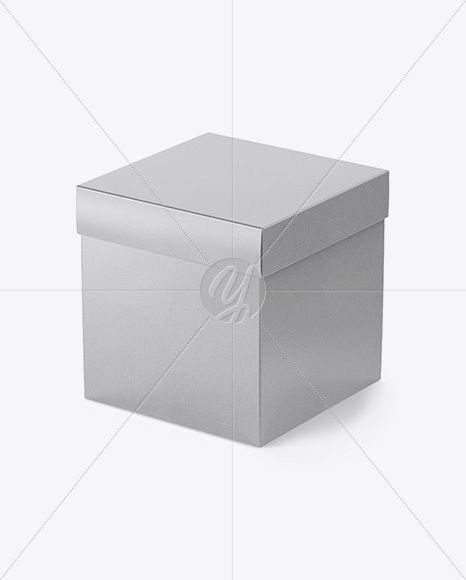 Glossy Kraft Square Box Mockup - Half Side View (High-Angle Shot)