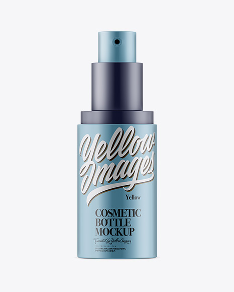 Matte Metallic Cosmetic Spray Bottle Mockup - Front View