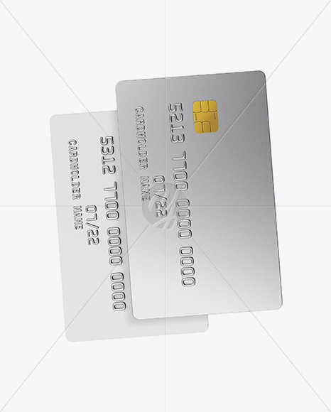 Matte Plastic and Metallic Credit Cards Mockup - Half Side View