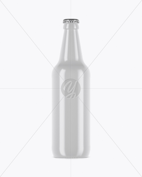 Glossy Ceramic Beer Bottle Mockup