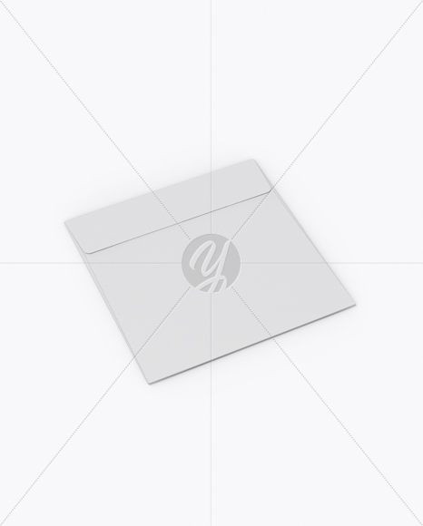 Paper Envelope Mockup - Back Half Side View (High-Angle Shot)