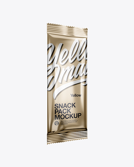 Metallic Snack Pack Mockup - Half Side View - Snacks packaging mockup