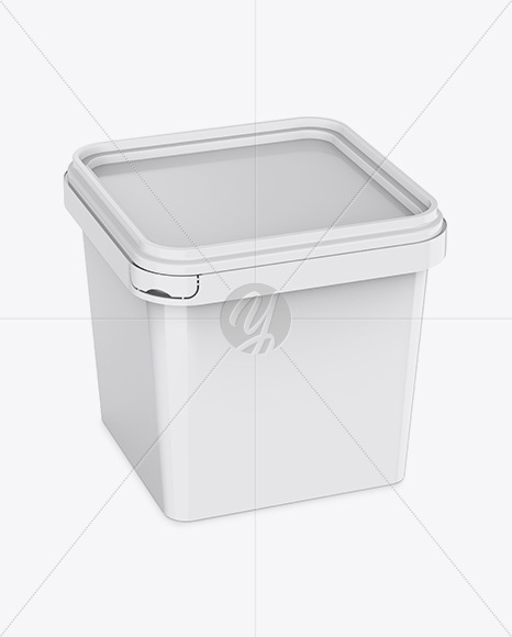 Glossy Plastic Container Mockup - Half Side View (High-Angle Shot)