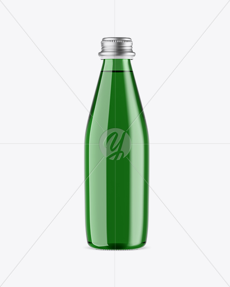 Green Glass Water Bottle Mockup