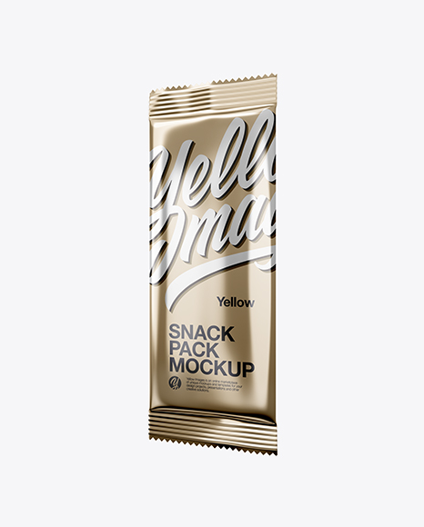 Metallic Snack Pack Mockup - Half Side View - Snacks packaging mockup