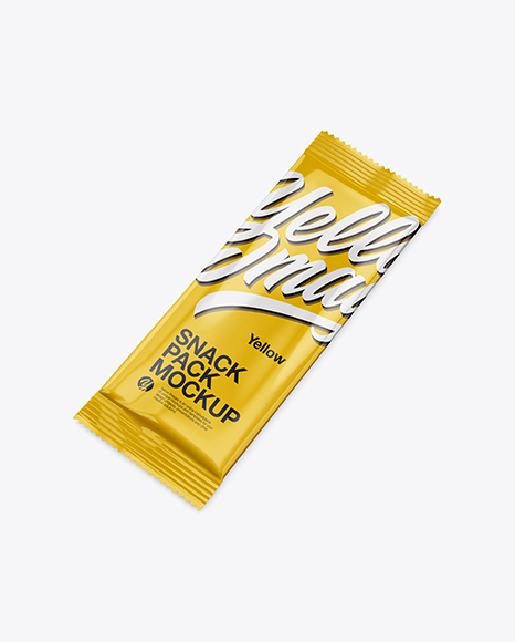 Glossy Snack Pack Mockup - Half Side View (High Angle Shot)