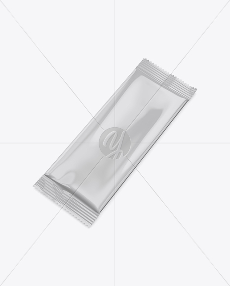 Glossy Snack Pack Mockup - Half Side View (High Angle Shot)