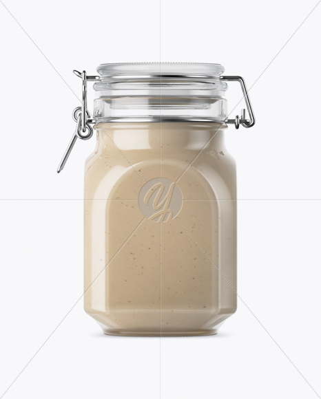 900ml Cesar Sauce Glass Jar w/ Clamp Lid Mockup