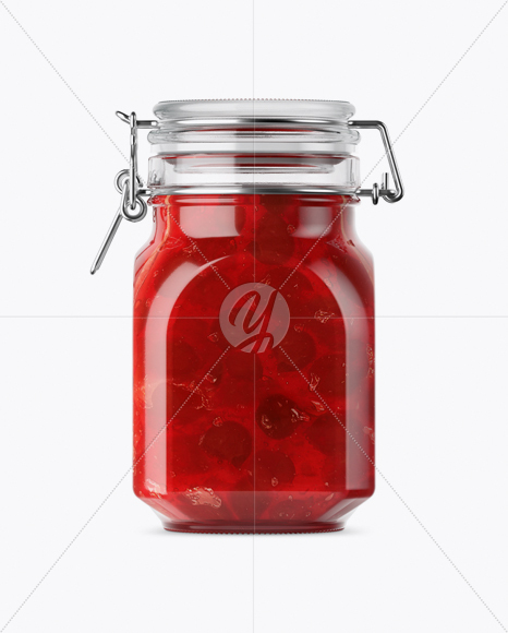 900ml Cherry Jam Glass Jar w/ Clamp Lid Mockup 900ml Cherry Jam Glass Jar w/ Clamp Lid Mockup