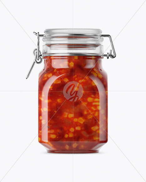 900ml Mexican Beans Glass Jar w/ Clamp Lid Mockup