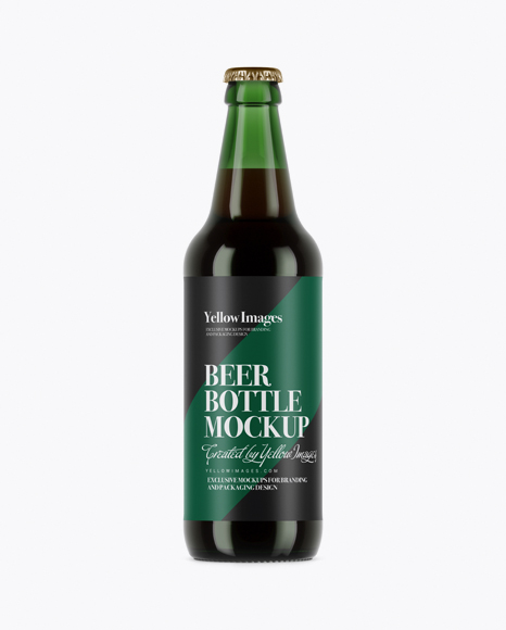 Green Glass Brown Ale Bottle Mockup