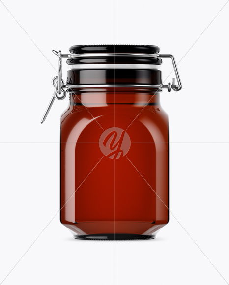 900ml Amber Glass Jar w/ Clamp Lid Mockup