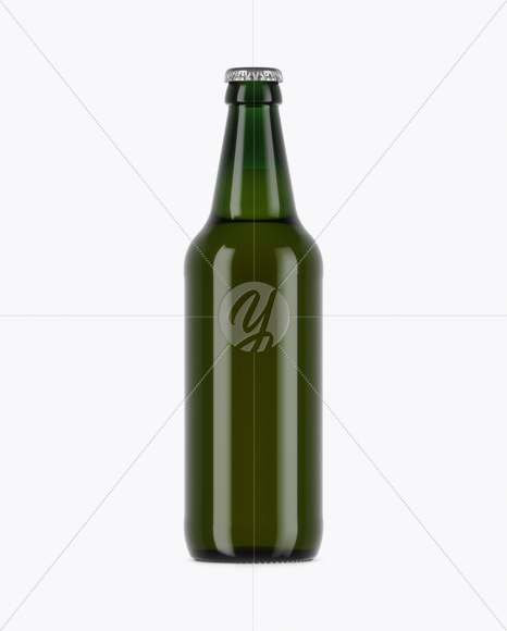 Green Glass Lager Beer Bottle Mockup