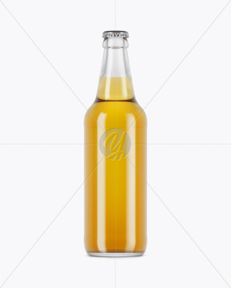 Clear Glass Lager Beer Bottle Mockup